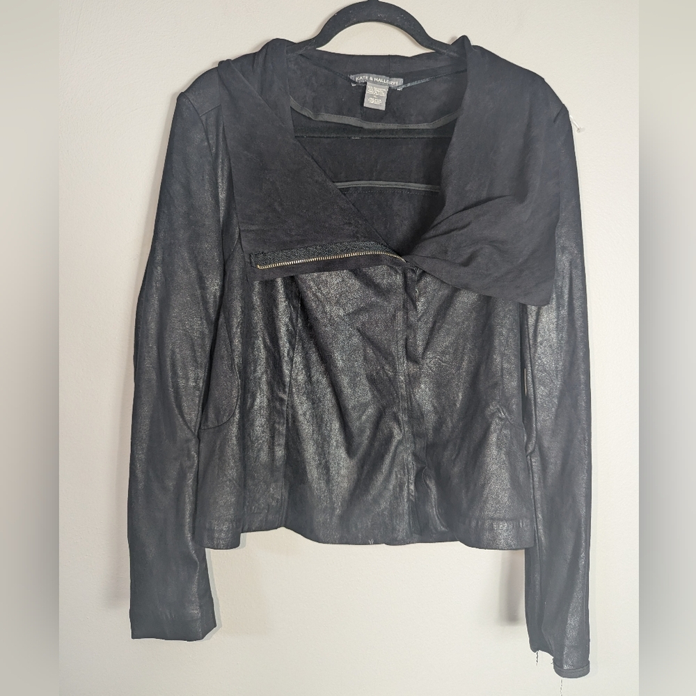 XL Kate & Mallory Black Faux Leather Moto Jacket